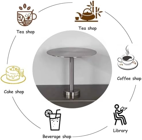 Space-Saving Wall-Mounted Floating Table, Small Round Stainless Steel Cafe Desk, Indoor/Outdoor Pub Bar Side Table, Industrial Silver Drink End Table (1.64ft)
