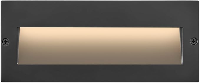 Hinkley Taper 12V Wide Horizontal Step Light, Wet Rated, Stainless Steel Construction, Recessed Mount, Etched Lens, ADA, Matte Black Stainless Finish
