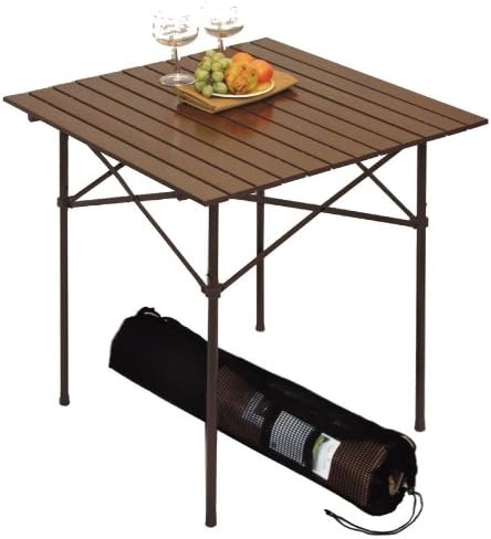 TA2727 Tall Aluminum Portable Table with Carrying Bag, Brown