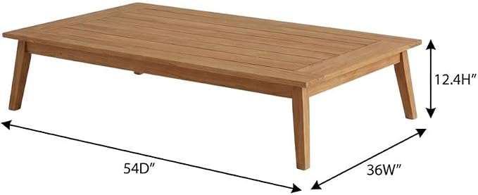 Brown Fontana Outdoor Coffee Table, Teak Wood, Midcentury Modern, Scandinavian, Contemporary, Lightweight 31.97 Lbs