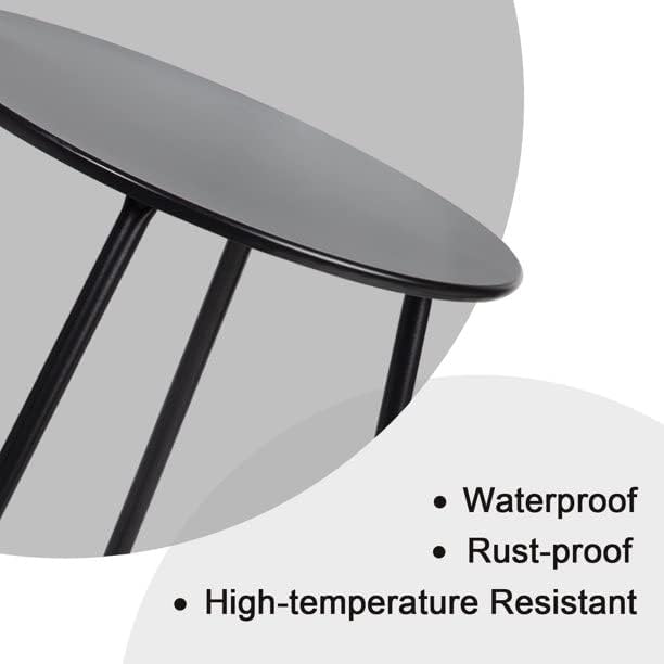Side Table Anti-Rust Metal Outdoor End Table, Small Round Tables for Garden Balcony Yard, Black