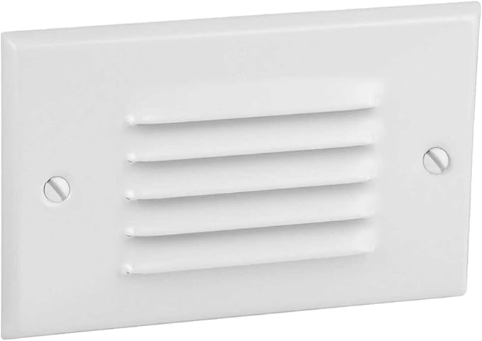 Diodesy- Step Cover Horizontal Louvered Face Plate Surface Mount Wallplate White Finish Indoor/Outdoor Use for Decks Pathway Yard Stairs Fences Walkways and Balcony Areas (Cover Plate Only)