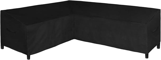 Easy-Going 600D Patio L-Shaped Sectional Sofa Cover, 85"X110" Waterproof Heavy Duty Outdoor Garden Furniture Cover with Air Vent (Left Facing, Black)