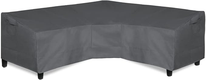 Easy-Going Patio V-Shaped Sectional Sofa Cover, Waterproof Outdoor Sectional Cover,Heavy Duty Garden Furniture Cover with Air Vent 89" L (on Each Side) x 33.5" D x 31" H, Dark Gray