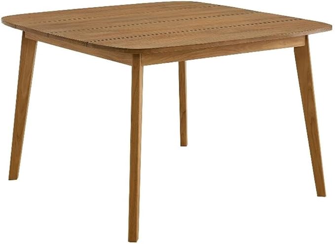 Modway Vienna Outdoor Patio Teak Wood 46 Inch Square Dining Table in Natural – Weather-Resistant Breakfast Table with Rounded Corners – Bistro Table for 4 People – Small Outdoor Dining Table