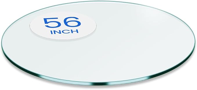 Dulles Glass 56 inch Round Glass Table Top - Tempered - 1/2" Thick Glass Surface, Safe Flat Polished, Multipurpose for Dining Table, Patio, Coffee and End Table