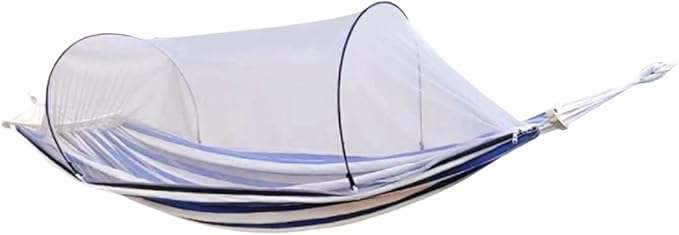 Portable Oxford Cloth Hammock Outdoor Travel Camping with Its Own Frame Portable Multi-Purpose Hammock Comfortable(Blue-White)