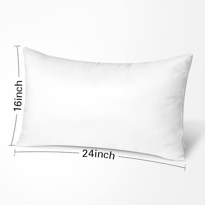 OTOSTAR Outdoor Throw Pillow Inserts 40x60 cm - Pack of 2 Water Resistant Cushion Inner Pads for Patio Furniture Garden Coffee Decorative Waterproof Rectangle Pillow Inserts 16x24 Inch -White