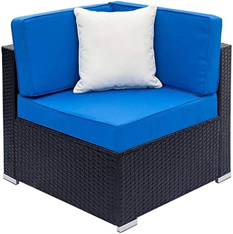 2 PCs Outdoor Patio Loveseat, Garden PE Rattan Wicker Furniture Sectional Sofa Patio Conversation Set with Cushion and Glass Table