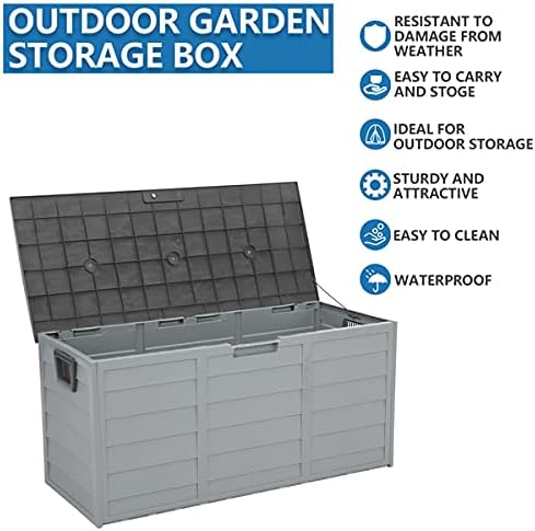 Outdoor Storage Deck Box, Weather Resistant Patio Storage, Large Capacity Garden Organizer, Rolling Utility Storage Chest, Heavy Duty Outdoor Container