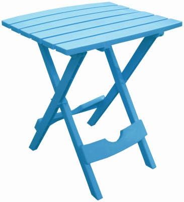 Adams Folding Patio Side Table - Classic Adirondack, Outdoor Use - 21.6 x 17.5 x 23 in - Polypropylene, Blue