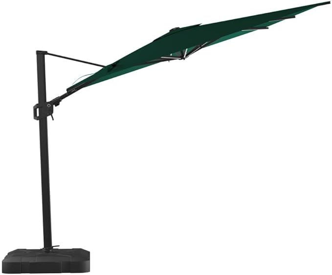 Midtown Umbrellas 9x9 Ft Outdoor Cantilever Patio Umbrella w/Sunbrella Chartres Silk Fabric - Tilt 360° Rotate Offset Patio Umbrella, Deck Patio Umbrella, Backyard Umbrella & Garden Umbrella - Black Frame