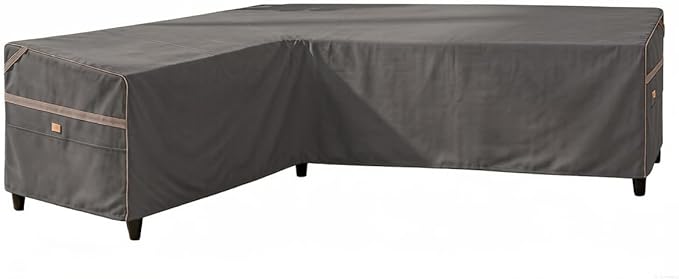 Heavy Duty Waterproof Outdoor L-Shaped Sectional Sofa Cover UV Resistant Patio Furniture Covers for Left Facing 4 Seater 58" L/85 R W X 33" D x 31" H Dark Grey