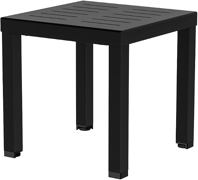 Square Aluminum Patio Side Table, Rustproof Outdoor Coffee Table | Powder-coated scratch-resistant aluminum top, all-weather sturdy frame, easy assembly for garden deck pool