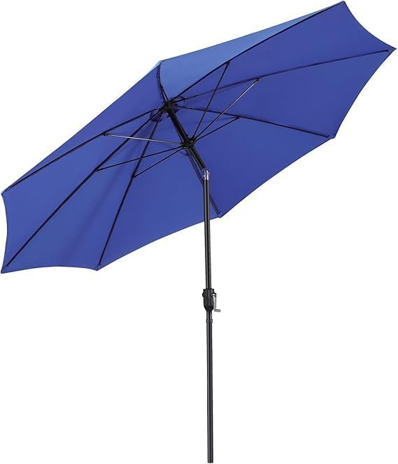 9ft Wooden Umbrella, Outdoor Patio Umbrella, Wood Market Umbrella, Patio Umbrella Wood Pole with Pulley Lift for Garden, Yard, Deck, Pool, Market