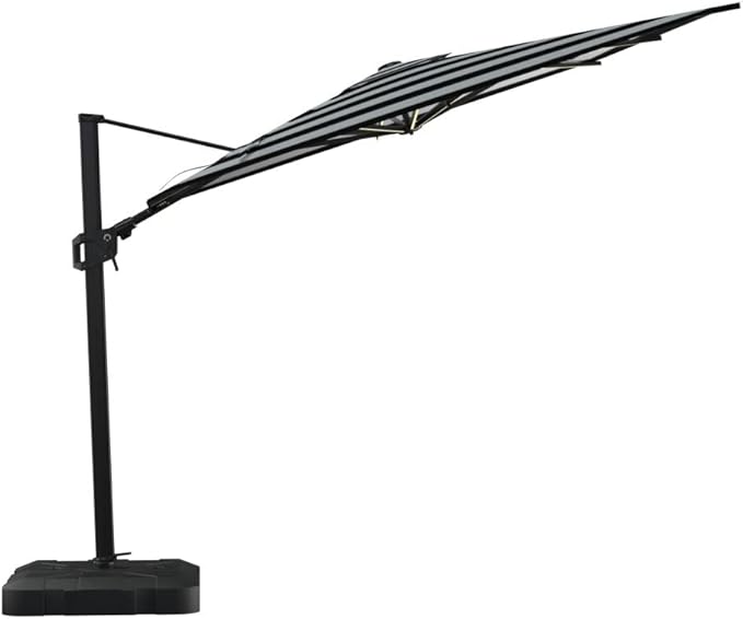 Midtown Umbrellas 9x9 Ft Outdoor Cantilever Patio Umbrella w/Sunbrella Bengali Purple - Tilt 360° Rotate Offset Patio Umbrella, Deck Patio Umbrella, Backyard Umbrella & Garden Umbrella - Black Frame