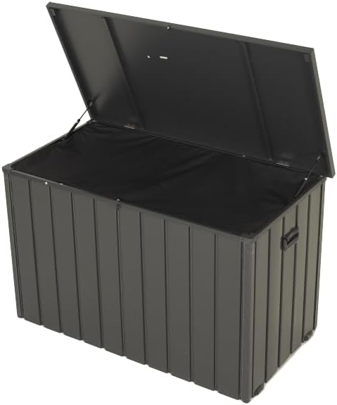 200 Gallon Waterproof Outdoor Storage Box for Patio, Deck or Garden - Large Lockable Storage Bench in Dark Gray (100 Gallon (Dark Gray) + Waterproof Storage Bag)