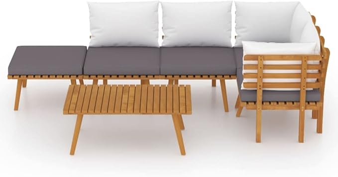 Patio Lounge Set with Cushions,Patio Furniture Sets,Patio Conversation Sets,Outdoor Furniture Sets,for Garden,Backyard,Outdoor,6 Piece Solid Acacia Wood