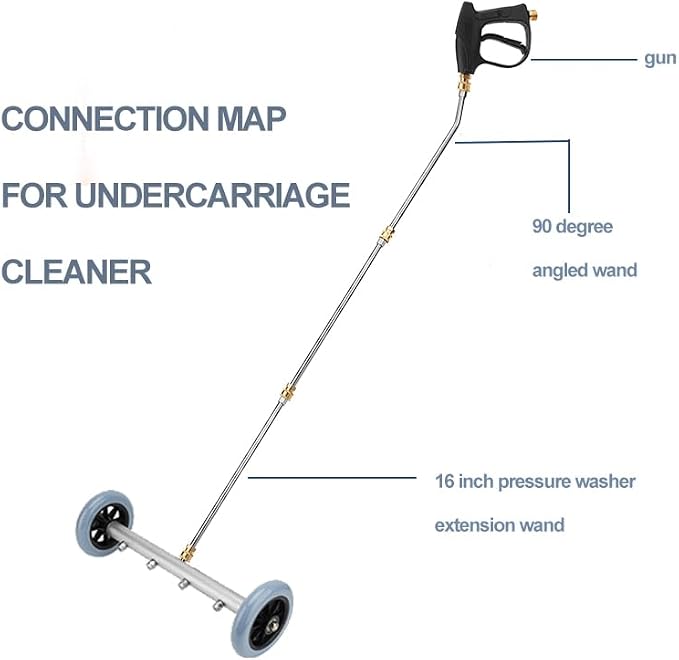 Undercarriage Pressure Washer Cleaner,Water Broom for Power Washer Undercarriage Attachment with Extension Wands,Wash Mitt, 4000 PSI (16 inch Blue)