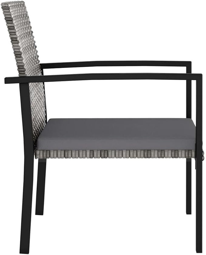 BOWERY HILL 5-Piece Patio Dining Set, Gray Poly Rattan, Weather-Resistant Outdoor Furniture with Cushioned Seating, Powder-Coated Steel Frame, Modern Garden or Backyard Set for 4 People Dining