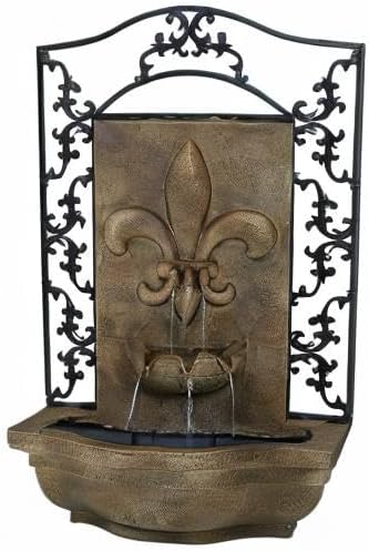 Sunnydaze French Lily 33" Outdoor Wall Water Fountain with Pump and Panel - Florentine - Solar/Battery-Powered