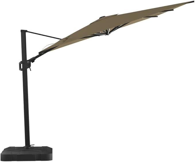 Midtown Umbrellas 9x9 Ft Outdoor Cantilever Patio Umbrella w/Sunbrella Dark Blue Fabric - Tilt 360° Rotate Offset Patio Umbrella, Deck Patio Umbrella, Backyard Umbrella & Garden Umbrella - Black Frame
