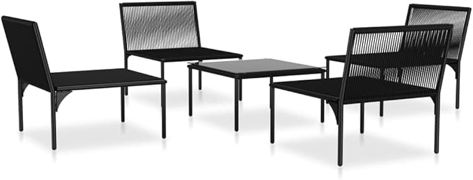 Patio Lounge Set with Cushions,Outdoor Furniture,Outdoor Furniture Sets,Patio Conversation Sets,for Garden,Deck,Backyard,5 Piece Black PVC