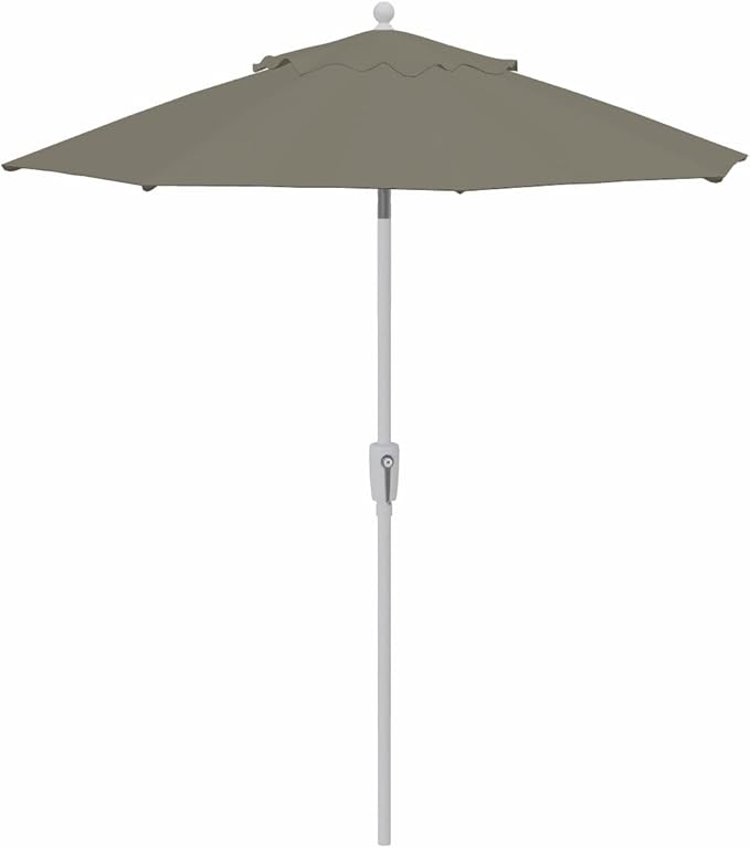 Treasure Garden 7.5ft Patio Umbrella – Outdoor Market Umbrella – Push Button Tilt – White Aluminum Frame (O’bravia, Boulder)