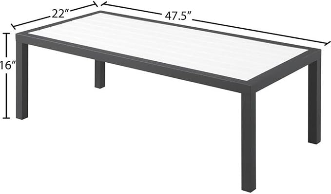 Meridian Furniture 372-C Nizuc Collection Modern | Contemporary Outdoor Patio Coffee Table with Durable Aluminum Frame