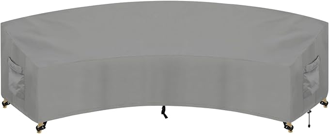 PureFit Outdoor Sectional Sofa Cover Waterproof Curved Patio Furniture Covers for Deck, Lawn and Backyard, 120Lx36Dx38Hx82FL, Grey