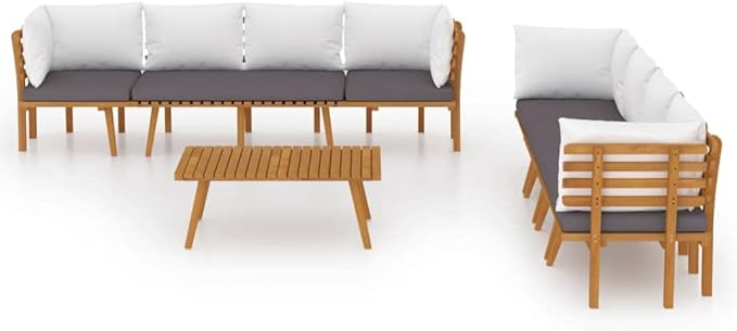 Patio Lounge Set with Cushions,Patio Furniture Sets,Patio Conversation Sets,Outdoor Furniture Sets,for Garden,Backyard,Outdoor,8 Piece Solid Acacia Wood