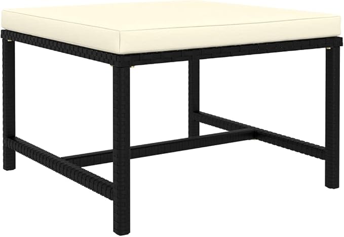 3-Piece Modular Patio Set, 23.6" PE Rattan Sofa & Footstool with Cream Cushions, Weather Frame, Easy-Clean Covers