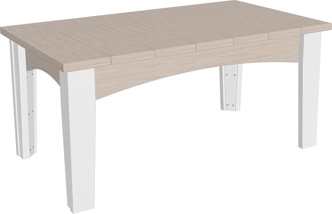 LuxCraft Island Coffee Table – HDPE Poly Lumber Outdoor Patio Table, Weather-Resistant Coastal Style, Low-Maintenance Durable Design (Birch & White)