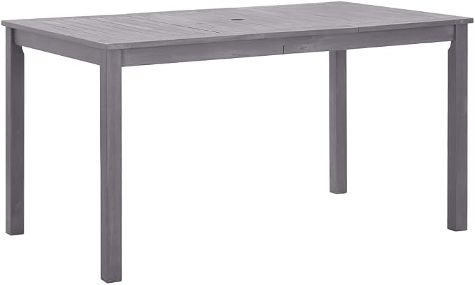 Grey Wash Solid Acacia Wood Garden Table 140cm, Wood Grey Table for Outdoor Patio Terrace, Durable Rectangular Dining Seats 4 People