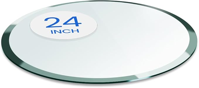 Dulles Glass 24 inch Round Glass Table Top - Tempered - 1/4" Thick Glass Surface, Safe Beveled Edge, Multipurpose for Dining Table, Patio, Coffee and End Table