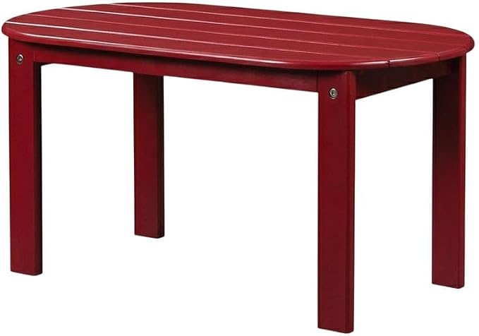 Red Coffee Table with Solid Wood and Acacia Materials, Compact Design, Stylish Finish, Ideal for Patio Or Lounge Areas