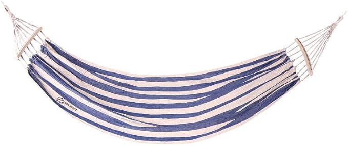 Brazilian Double Hammock (Max 450lb)- 2 Person Soft Canvas Cotton Fabric Hammock with Tree Strap-Portable Hammock with Traval Bag for Patio Porch Garden Backyard,Outdoor/Indoor - Blue/White