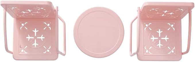 Crosley Furniture Azalea 3-Piece Vintage Outdoor Chair and Side Table Set, Retro Metal Patio Conversation Sets, Pastel Pink Gloss