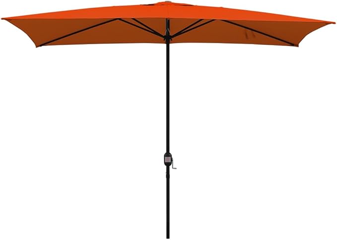 ABBLE Outdoor Patio Umbrella 10Ft x 6.5 Ft Rectangular with Crank, Weather Resistant, UV Protective Umbrella, Durable, 6 Sturdy Steel Ribs, Market Outdoor Table Umbrella, Orange