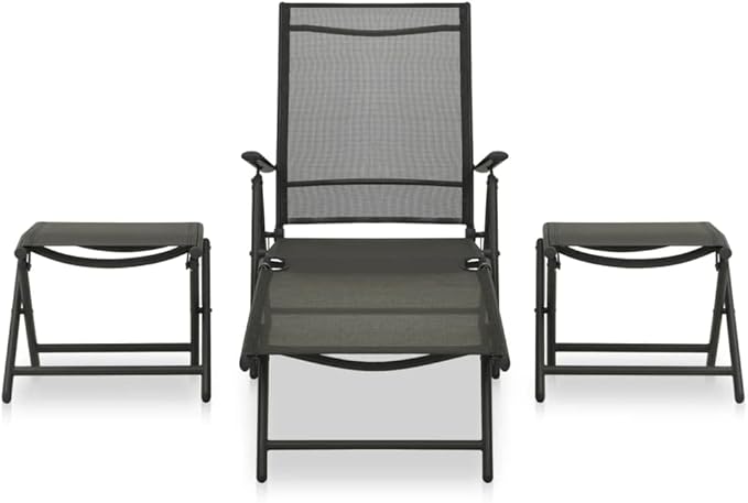 3 Piece Patio Lounge Set, Patio Conversation Set Garden Lounge Set Front Porch Furniture Outdoor Sofa Set for Negotiation Area Piazza Garden Poolside Textilene and Aluminum Black