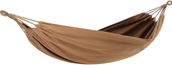 Single/Double Hammock for Outdoor, Garden Canvas Hammock Chair with Storage Bag, Multi-Scene Use, Load Bearing 250kg/350kg(Brown,6.6 * 4.9ft)