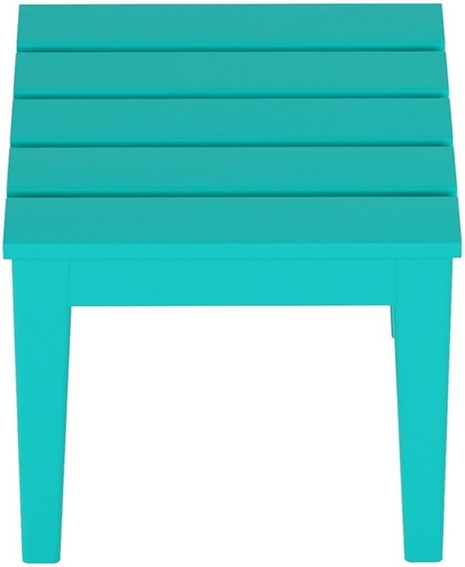 Costaelm Small Outdoor Side Table, Patio End Table Weather Resistant Outdoor Coffee Table, Square Conversation Table for Indoor, Porch, Balcony, Garden, Poolside, Deck, Turquoise