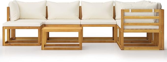 Patio Lounge Set with Cushion,Outdoor Patio Furniture,Outdoor Chat Conversation Set,Garden Furniture Sets,for Patio,Backyard,Garden,Outdoor,8 Piece Cream Solid Acacia Wood