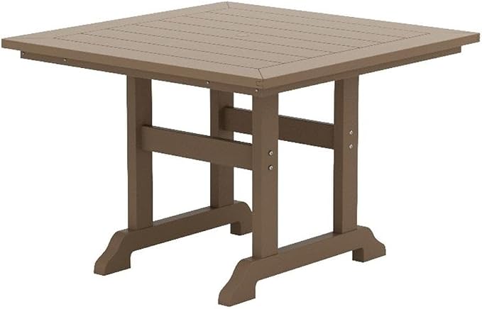 Costaelm Square Outdoor Dining Tables, 43'' Patio Table with Umbrella Hole for 4 Person, Balcony Outdoor Buffet Porch for Outside Lawn Porch Bistro Furniture, Weathered Wood