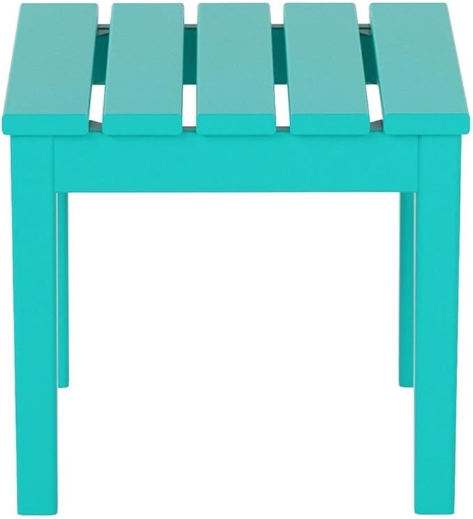 Costaelm Small Outdoor Side Table, Patio End Table Weather Resistant Outdoor Coffee Table, Square Conversation Table for Indoor, Porch, Balcony, Garden, Poolside, Deck, Turquoise