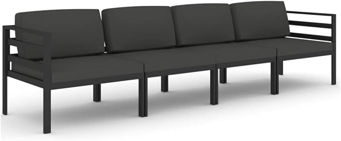 4 Piece Patio Lounge Set,Outdoor Furniture Set Outdoor Garden Conversation Set for Patios Gardens Backyard Courtyard with Cushions Aluminum Anthracite