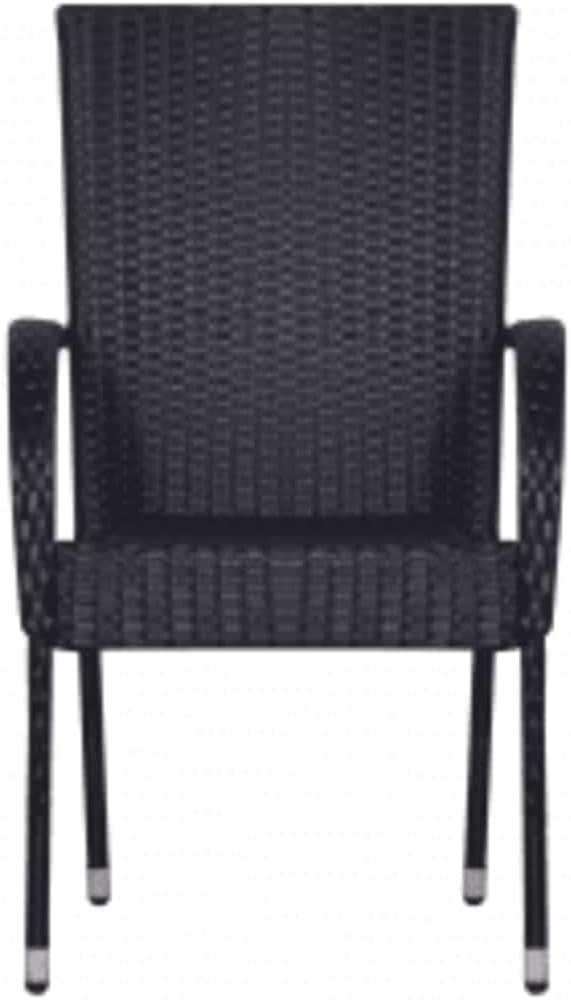 3 Piece Patio Dining Set Black Outdoor Furniture Set for Garden Yard with PE Rattan Chairs Glass Table Heavy Duty Powder Coated Steel Frame
