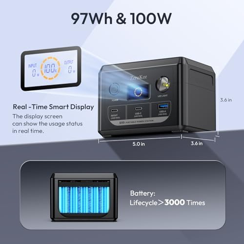 Portable Solar Power Generator with Panels, 300W 110V AC Outlet Power Station with Solar Panel 60W, 100W Power Bank USB C Fast Charging Battery Back for Camping Laptop Smart Devices RV Van Outdoors