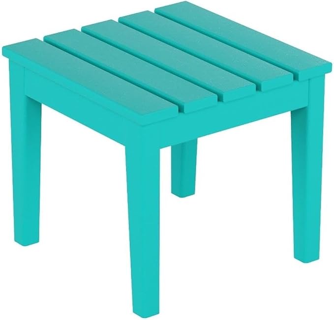 Costaelm Small Outdoor Side Table, Patio End Table Weather Resistant Outdoor Coffee Table, Square Conversation Table for Indoor, Porch, Balcony, Garden, Poolside, Deck, Turquoise