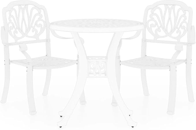 Backyard Furniture Patio Conversation Sets Outdoor Seating 3 Piece Bistro Set Cast Aluminum White Suitable for Swimming Pool, Courtyard, Garden
